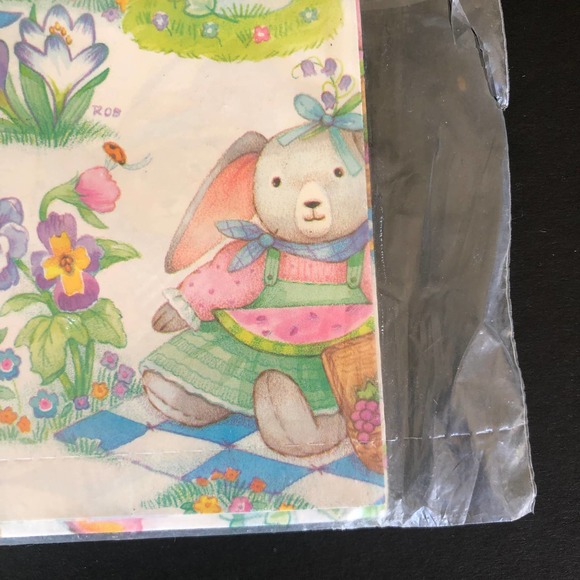 Vintage 92 Easter Bunny Bear Wrapping Craft Paper - Picture 2 of 6